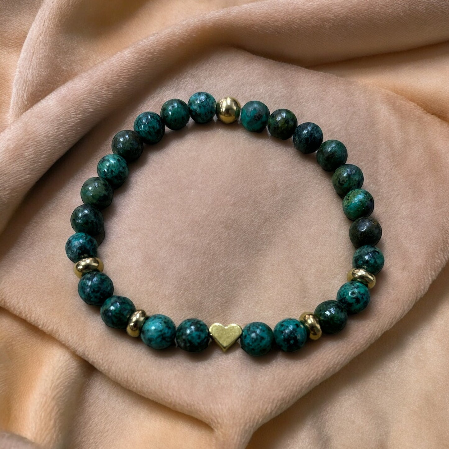Edelstein Afrikanischer Türkis Armband mit Herz, verschiedene Optionen