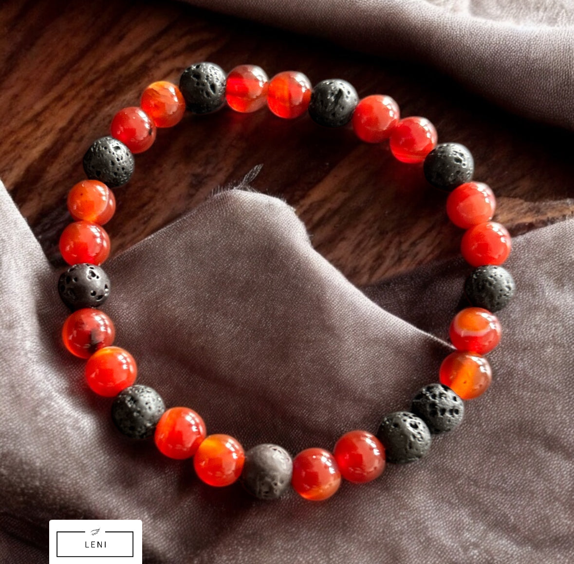 Edelstein Karneol / Lavastein Armband