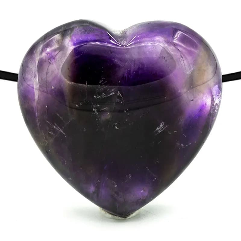 Edelstein Amethyst Anhänger Herz gebohrt an Lederband