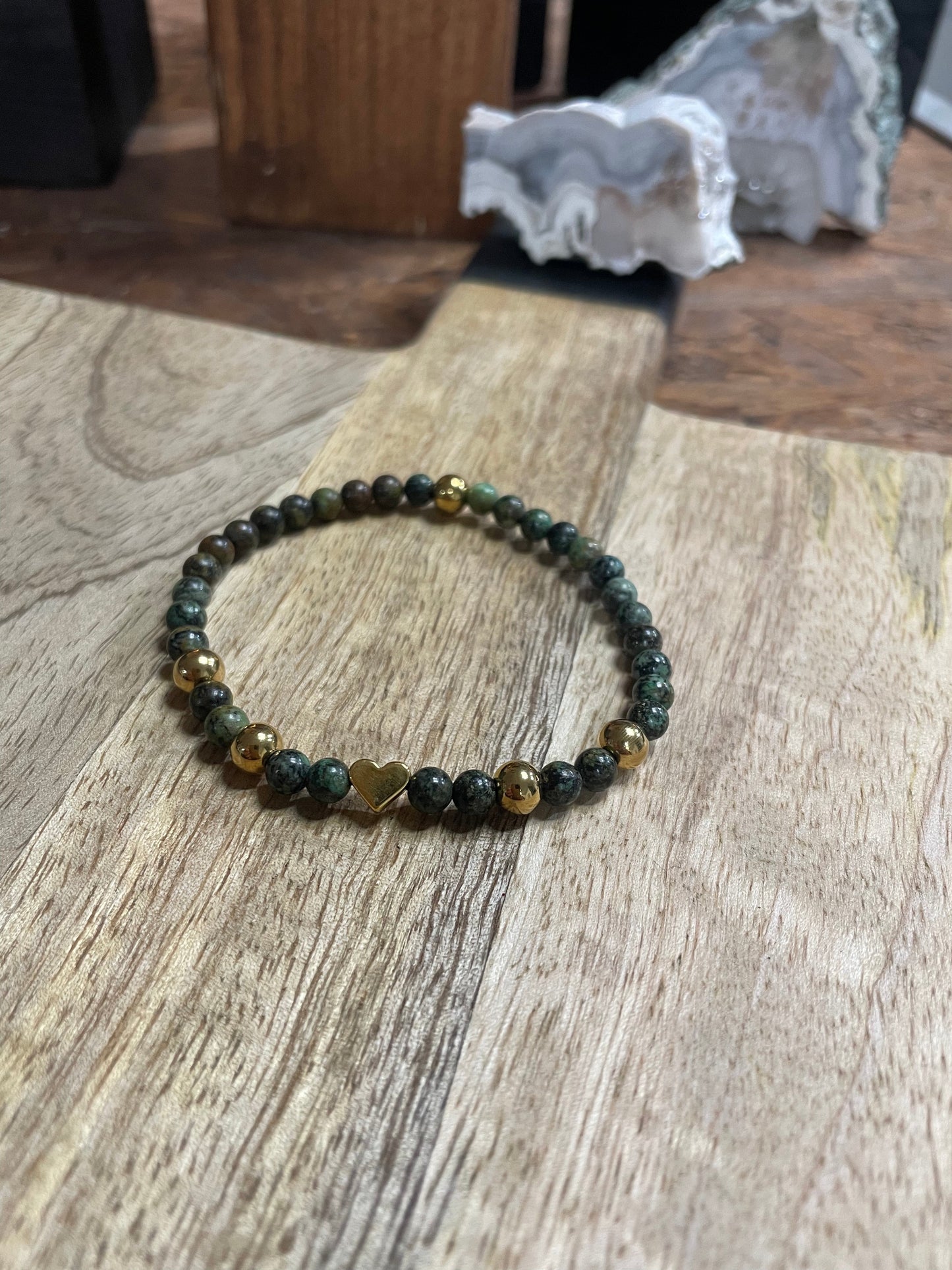Edelstein Afrikanischer Türkis Armband mit Herz, verschiedene Optionen