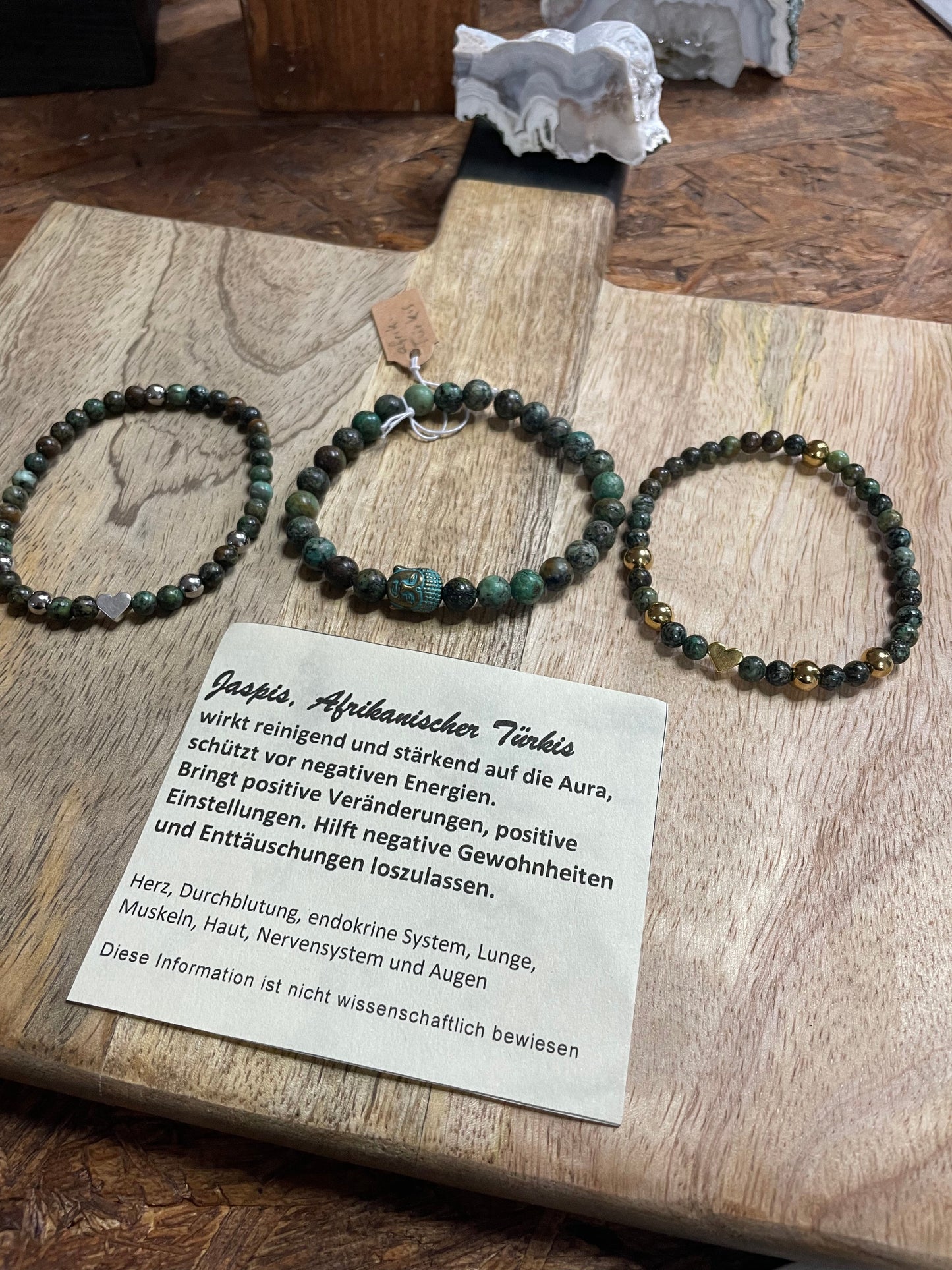 Edelstein Afrikanischer Türkis Armband mit Herz, verschiedene Optionen