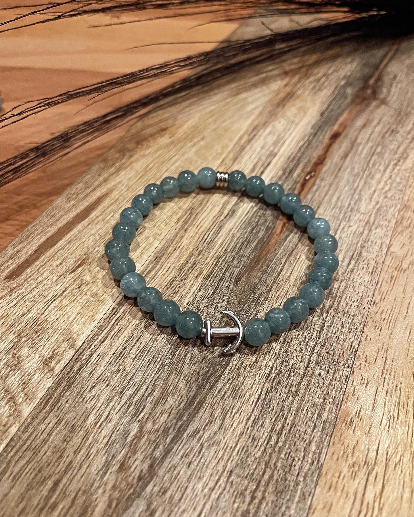 Edelstein Aquamarin Armband mit Anker