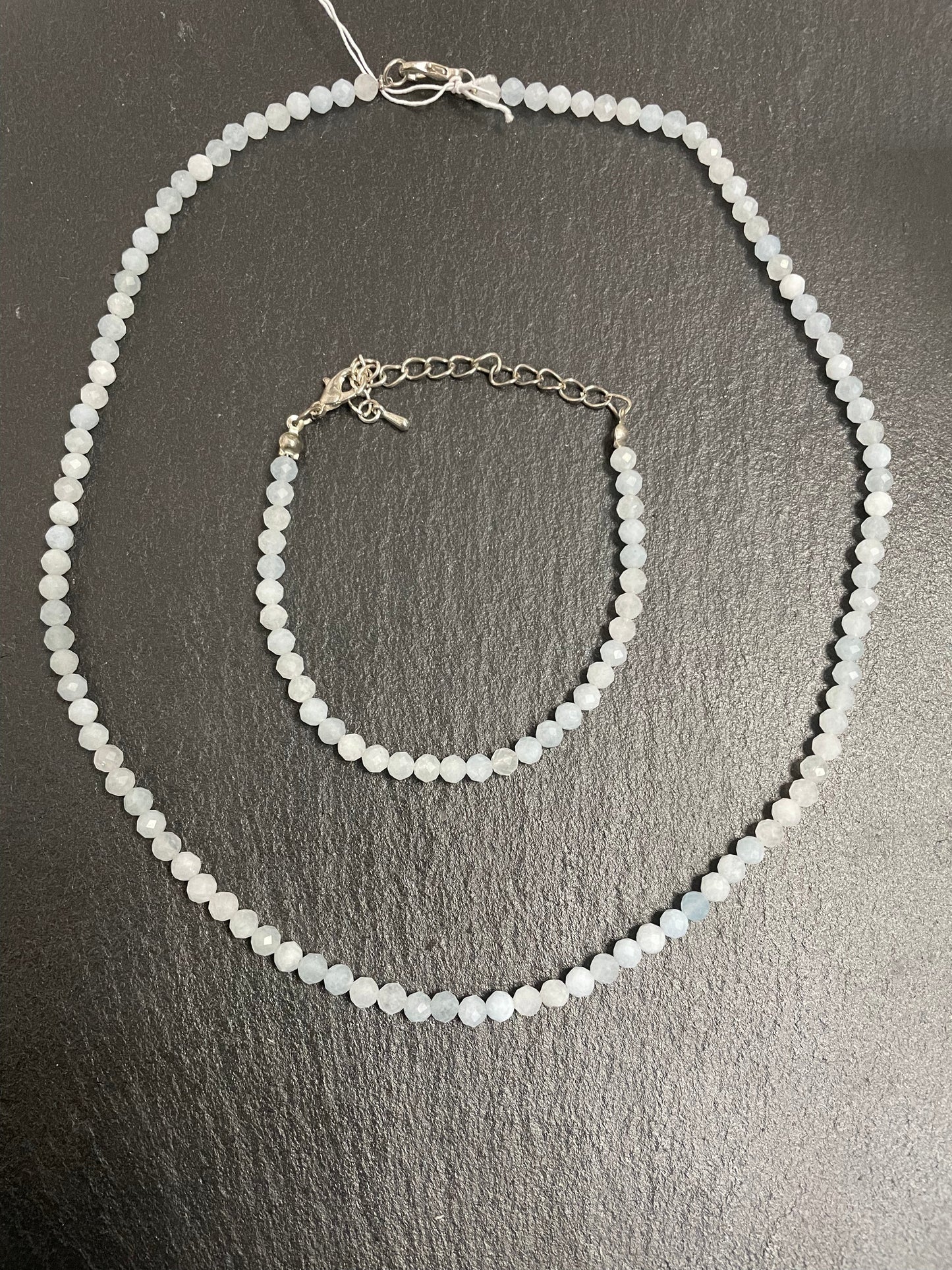 Edelstein Aquamarin Armband und Kette facettiert Set