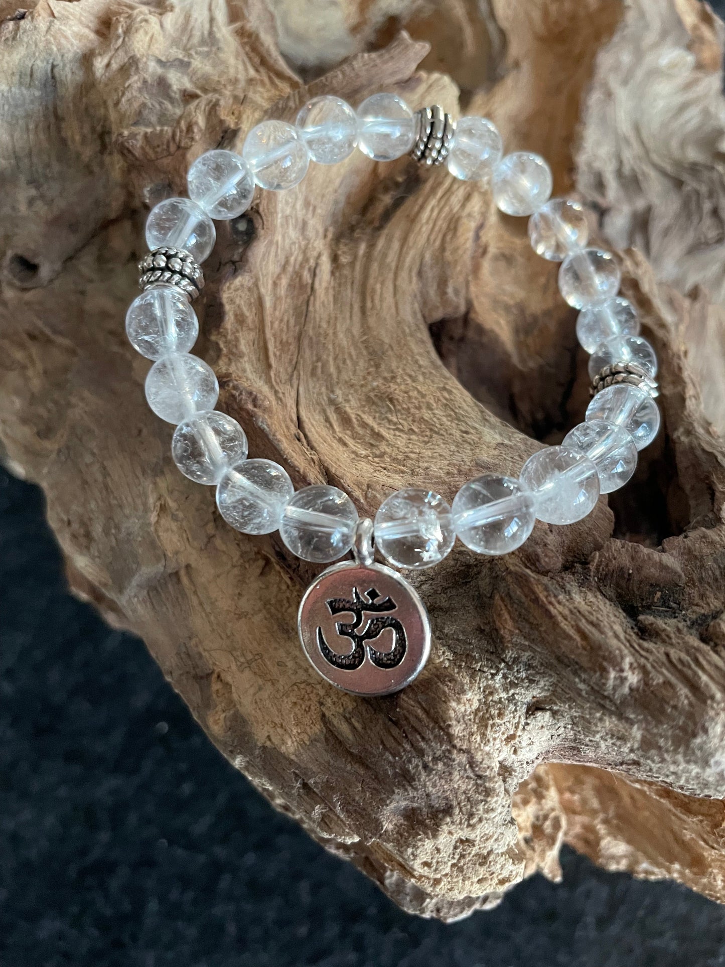Edelstein Bergkristall Mala Armband mit OM