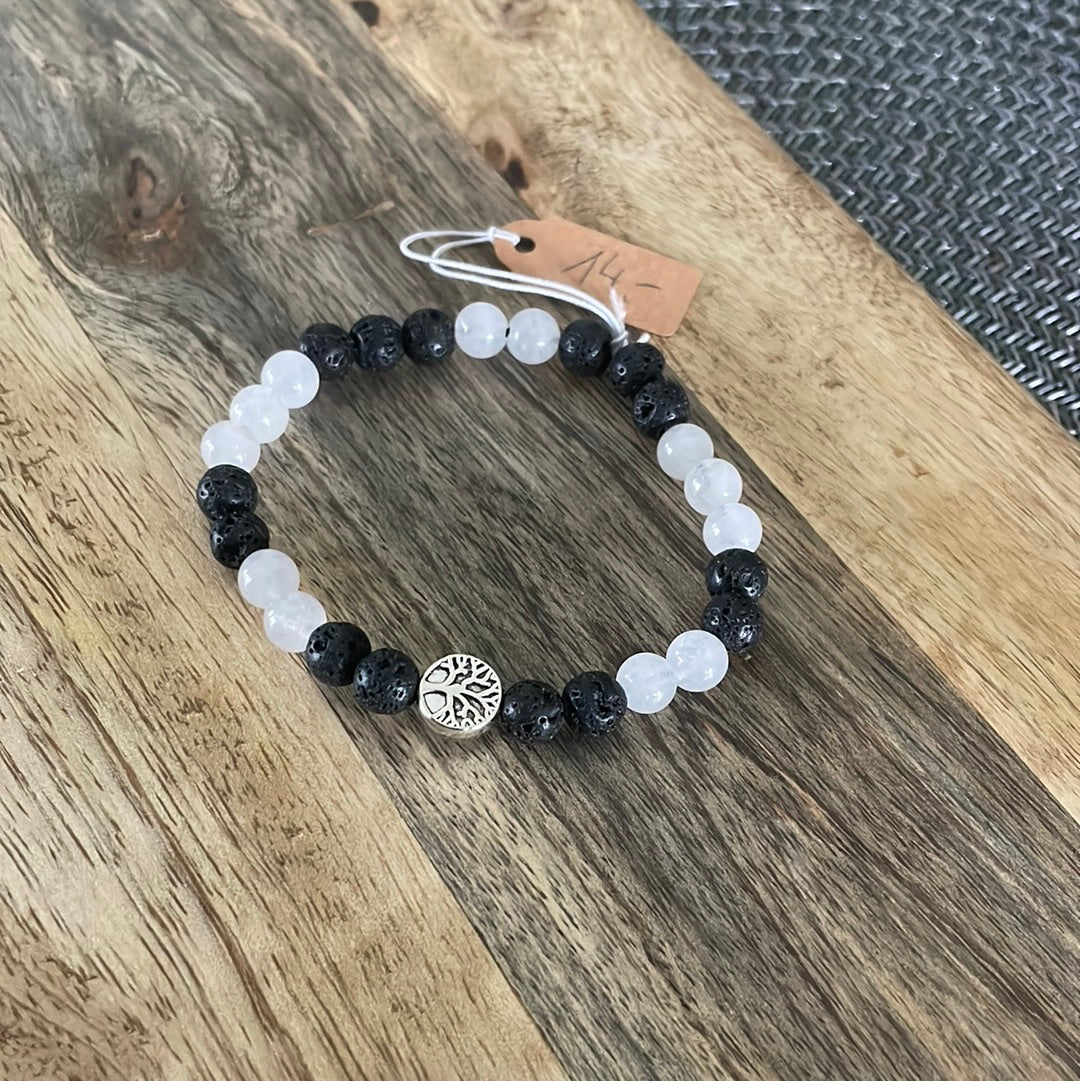 Edelstein Chalcedon/ Lavastein Armband mit Baum des Lebens