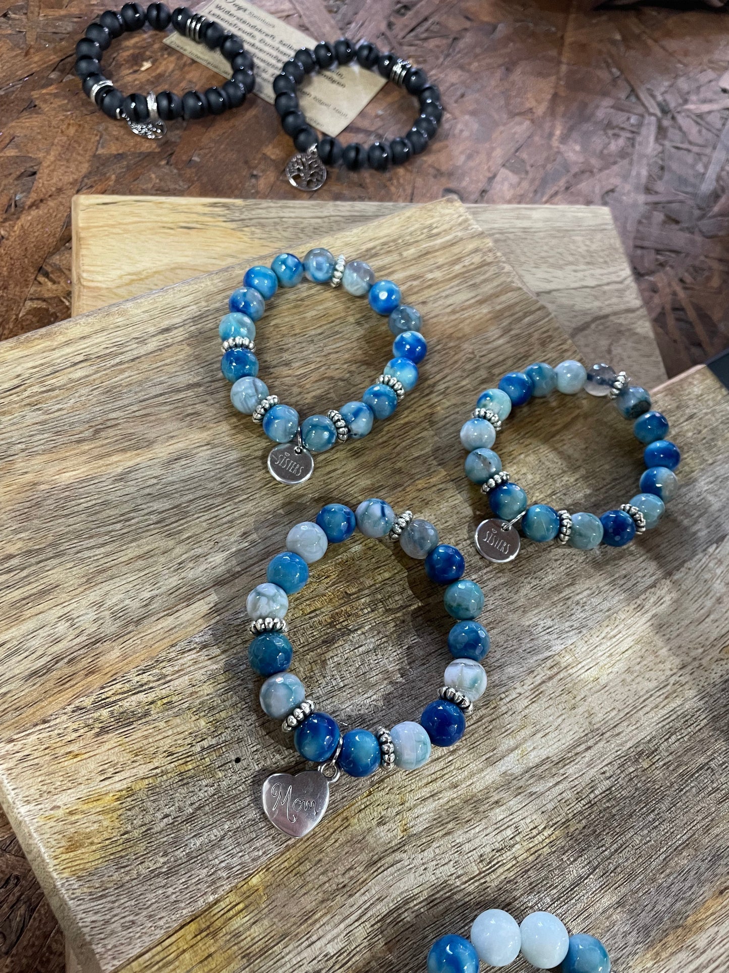 Edelstein Feuerachat Armband mit Anhänger Option