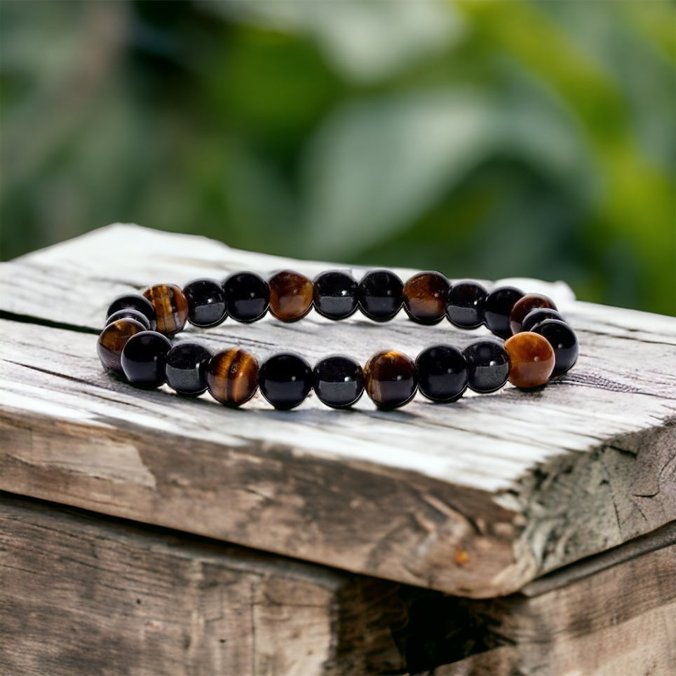 Edelstein Hämatit, Obsidian, Tigerauge Armband