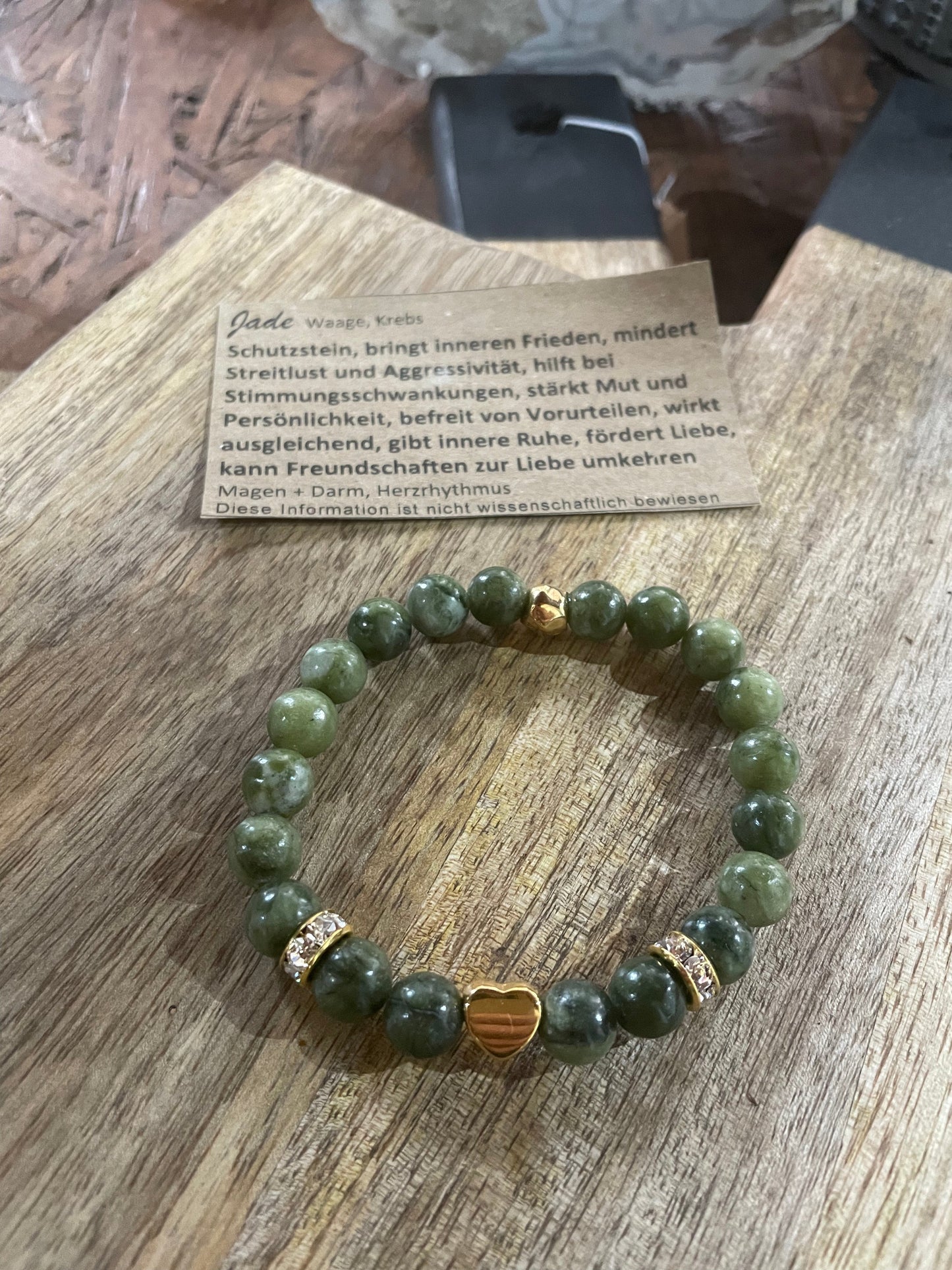 Edelstein Jade Armband Herz