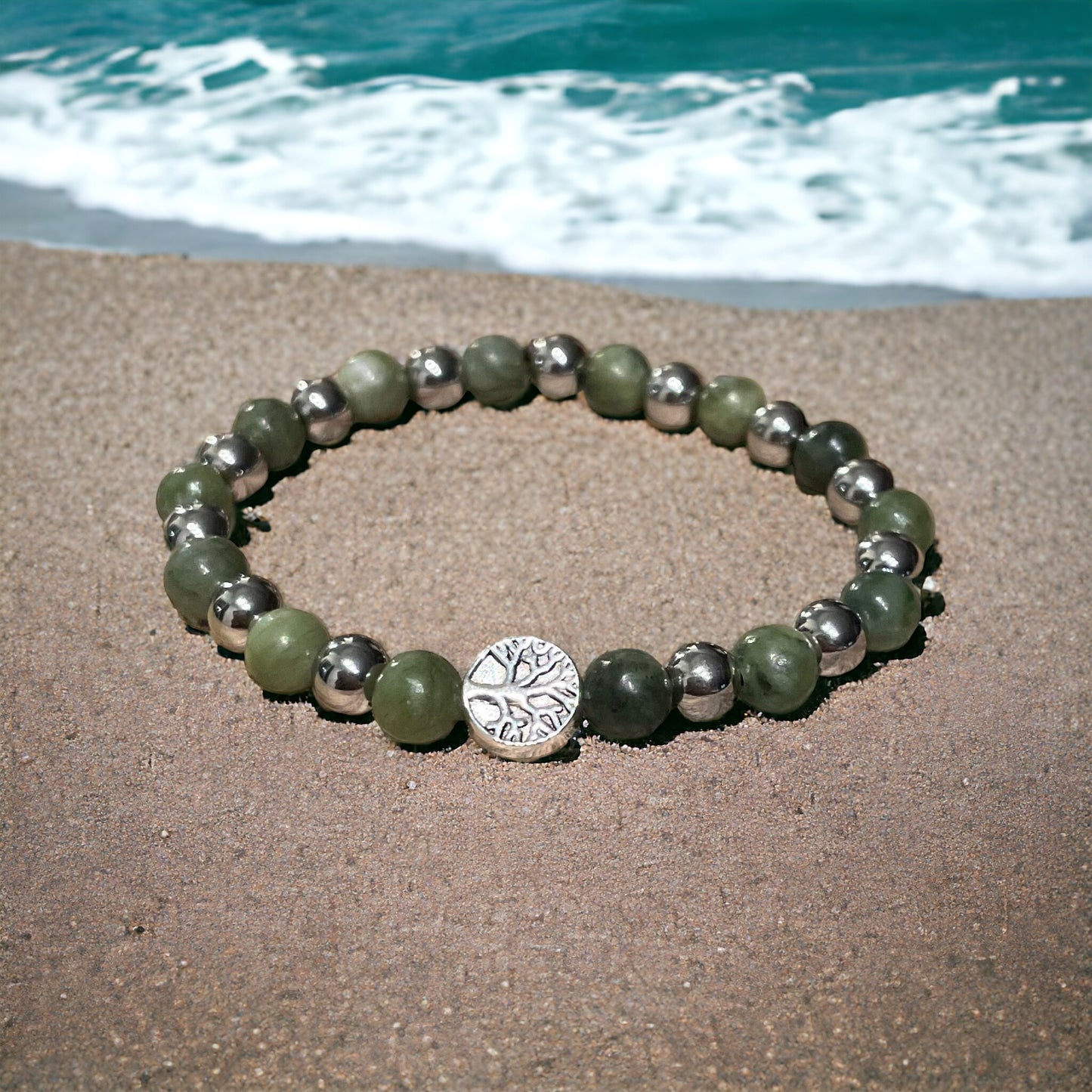 Edelstein Jade Armband mit Baum des Lebens