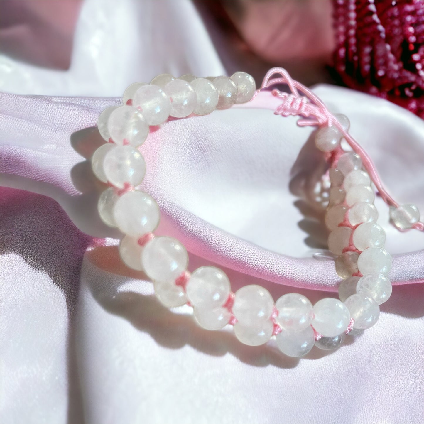 Edelstein Rosenquarz Armband Doppelreihig