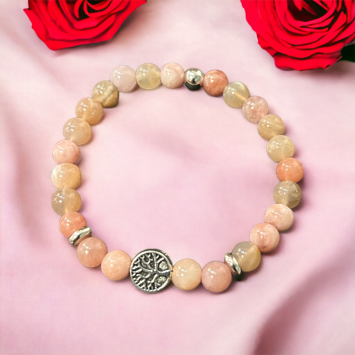 Edelstein Sonnenstein Armband mit Baum des Lebens