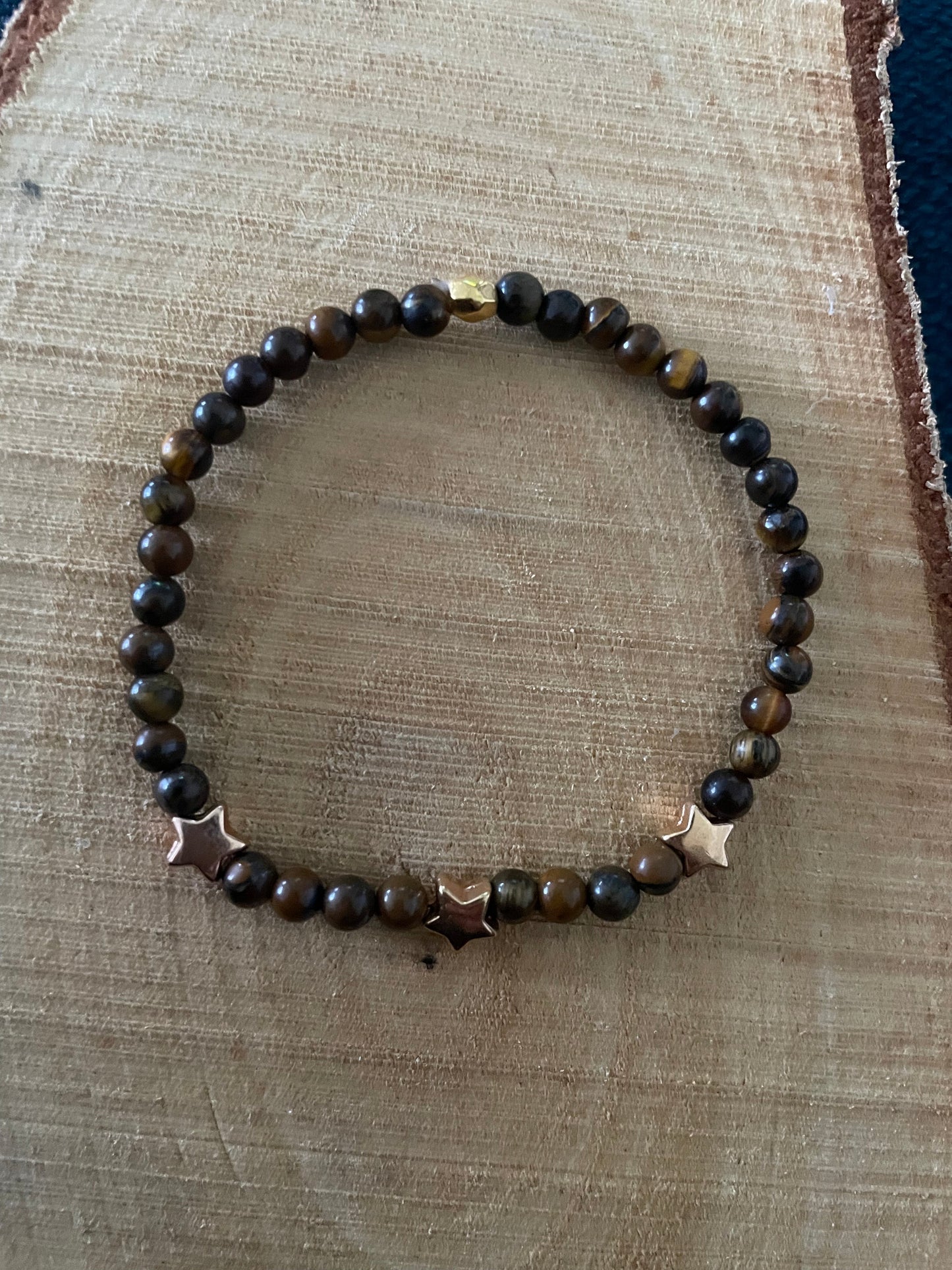 Edelstein Tigerauge Armband mit Sterne