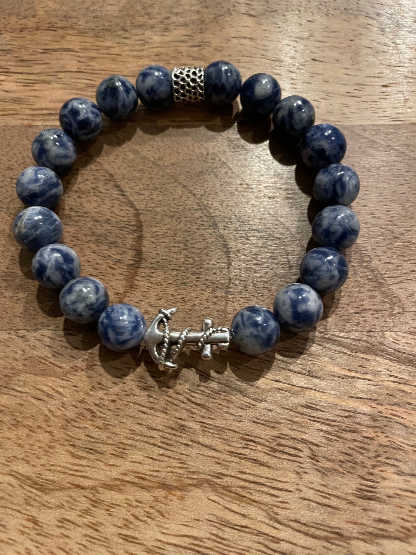 Edelstein Sodalit Armband mit Anker for Men