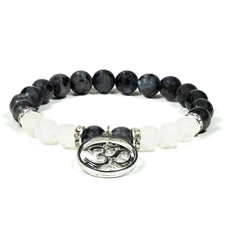 Edelstein Achat Armband weiß mit Labradorit