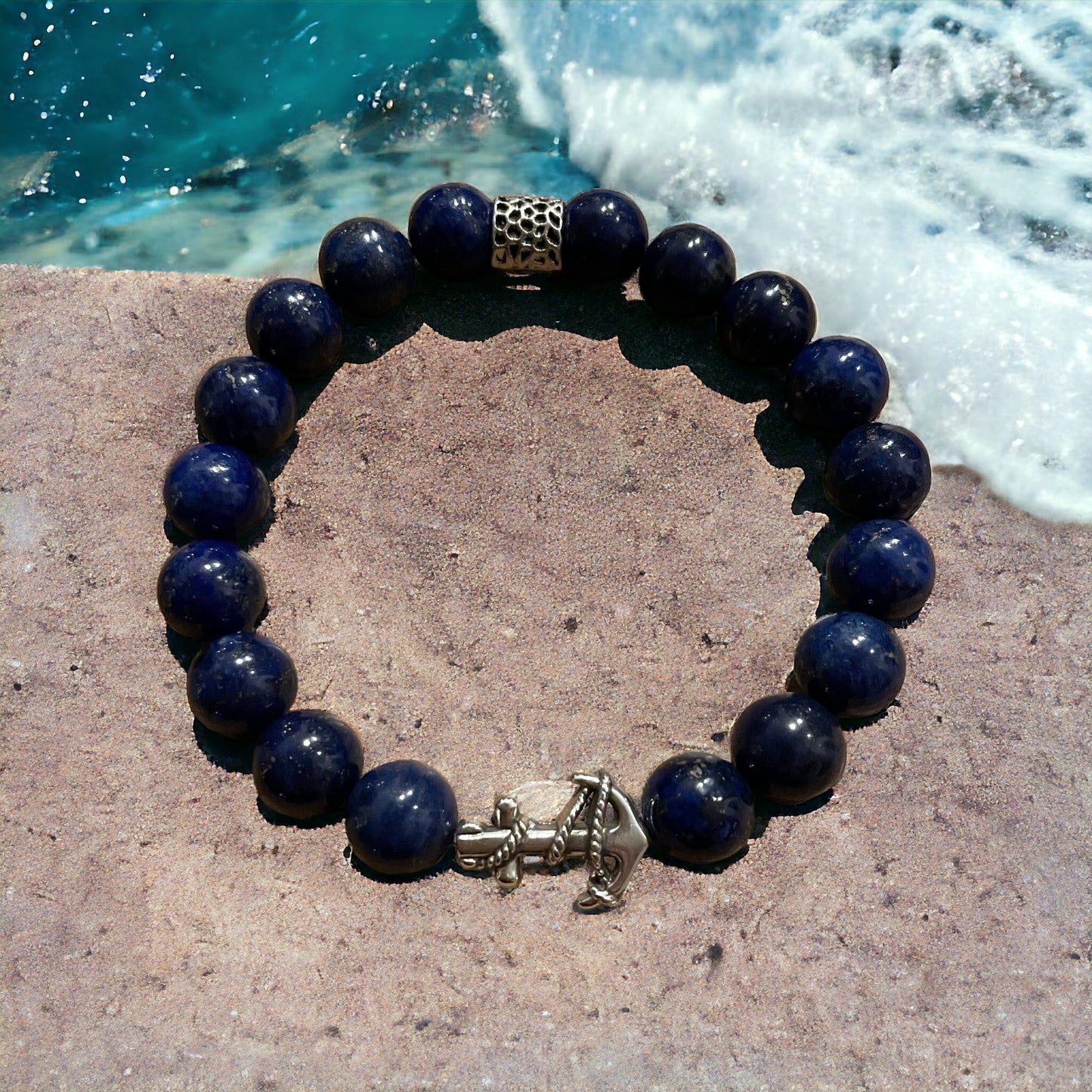 Edelstein Lapislazuli Armband mit Anker