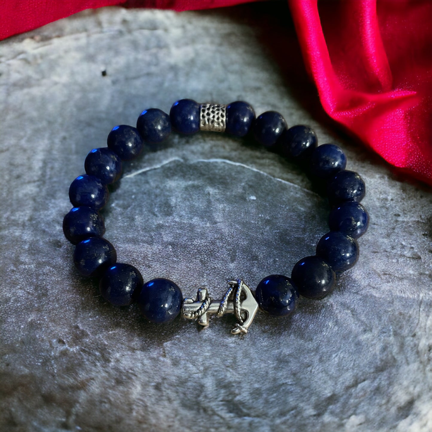 Edelstein Lapislazuli Armband mit Anker for Men