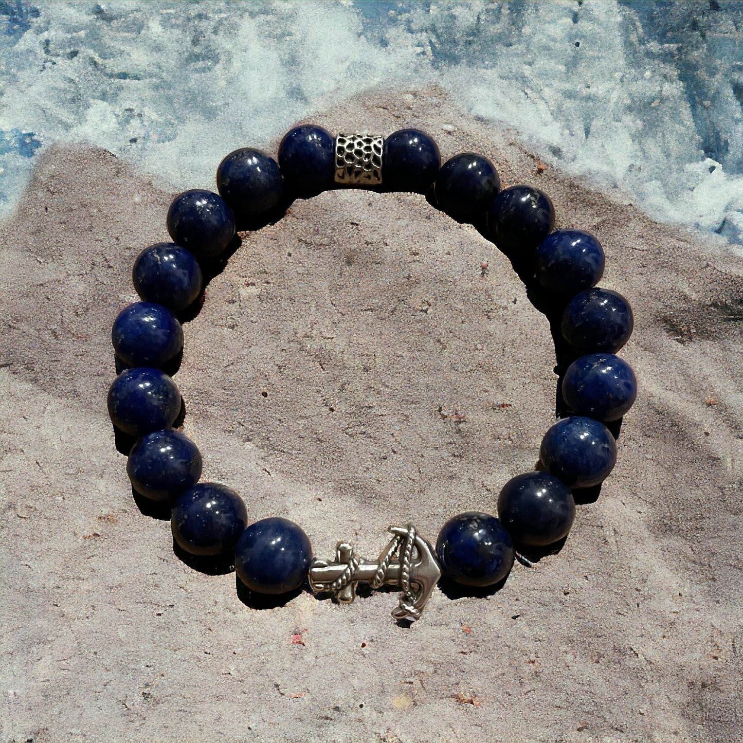 Edelstein Lapislazuli Armband mit Anker for Men