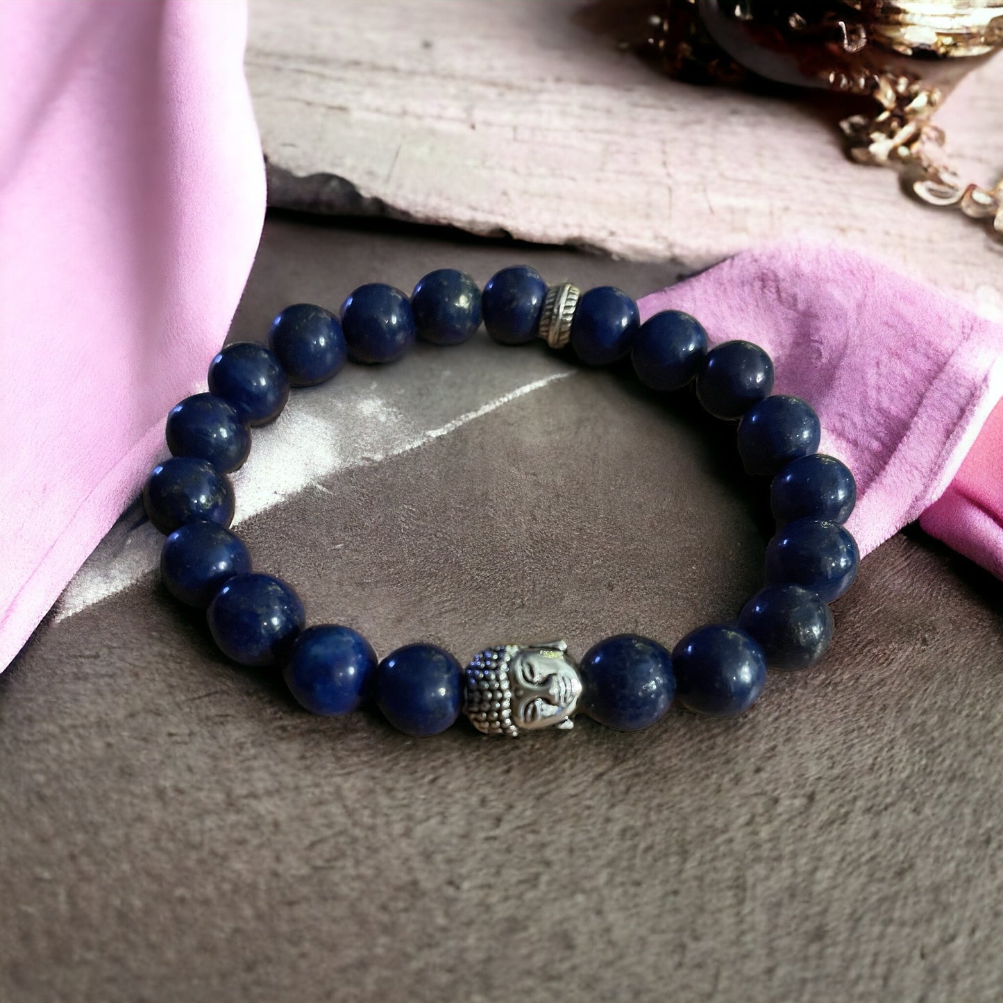 Edelstein Lapislazuli Armband mit Buddha for Men & Women