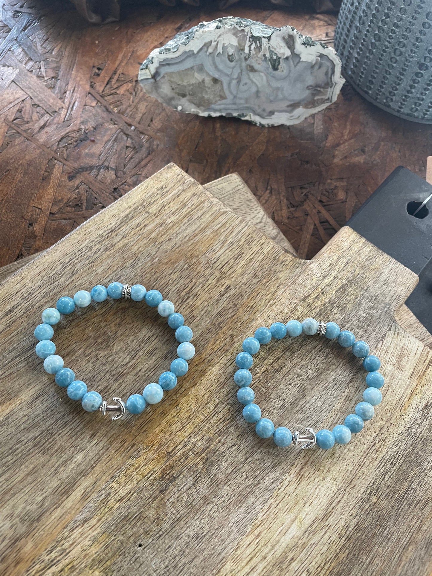 Edelstein Larimar Armband mit Anker, Freundschaftsarmbänder