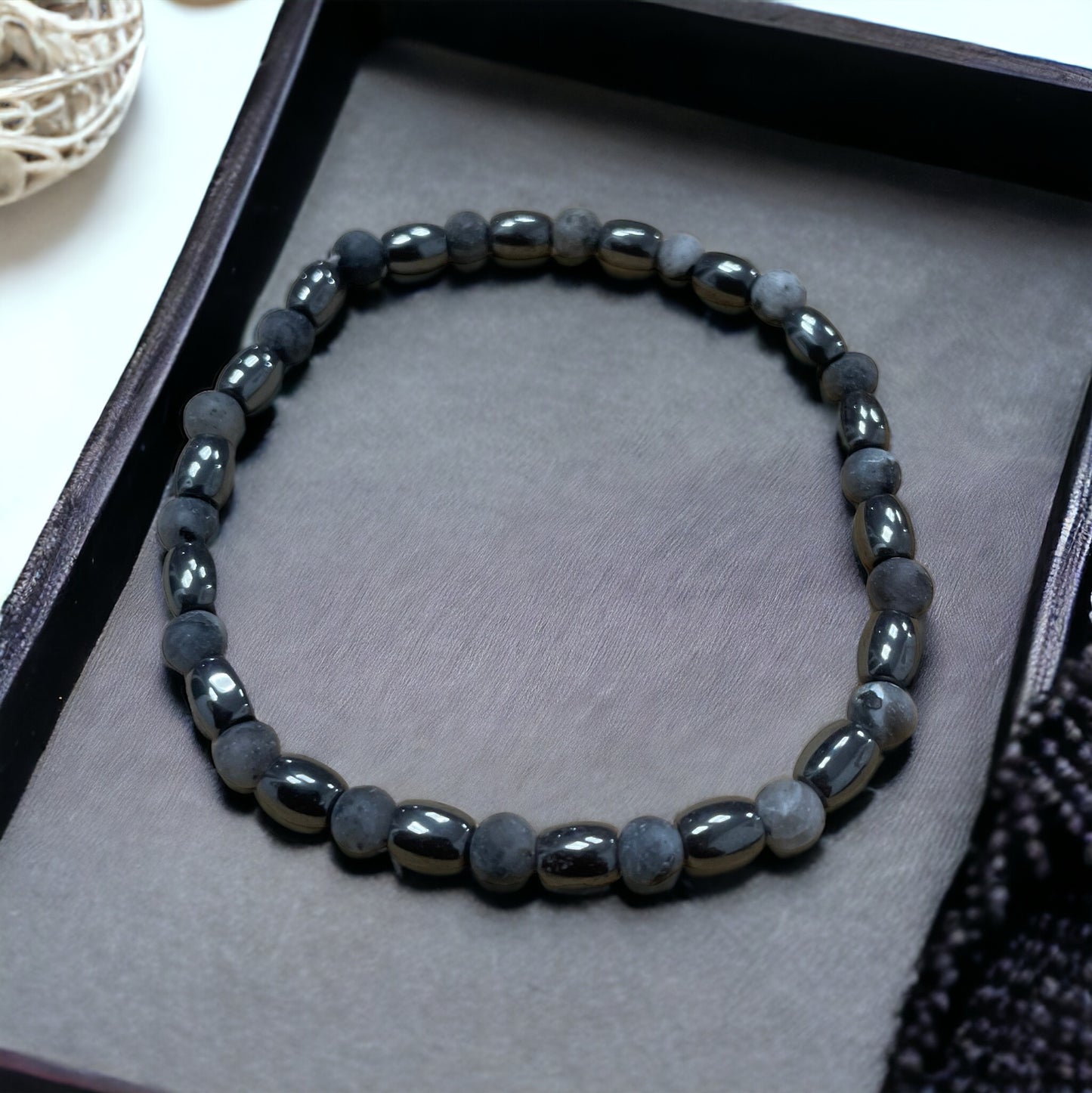 Edelstein Lava & Hämatit Armband