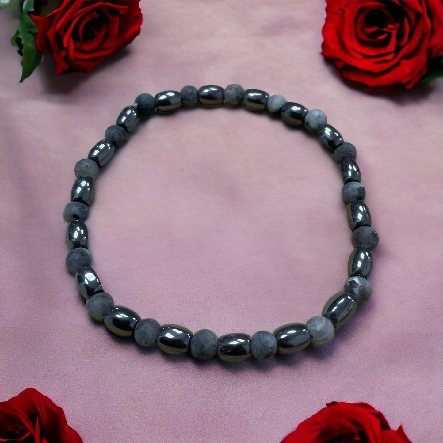 Edelstein Lava & Hämatit Armband