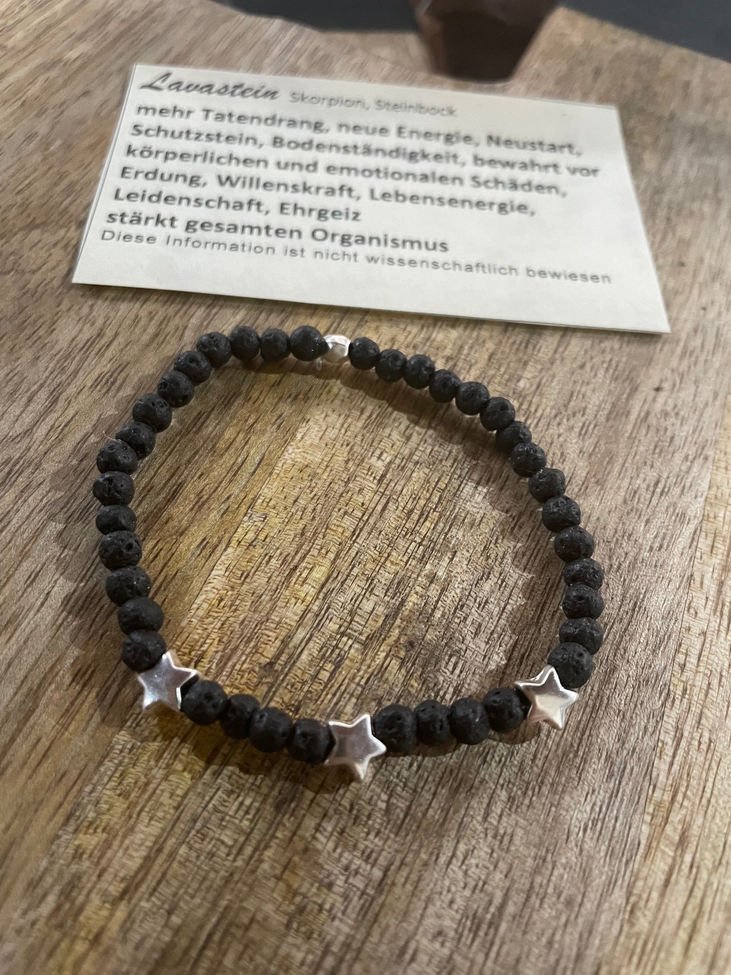 Edelstein Lavastein Armband mit Sterne
