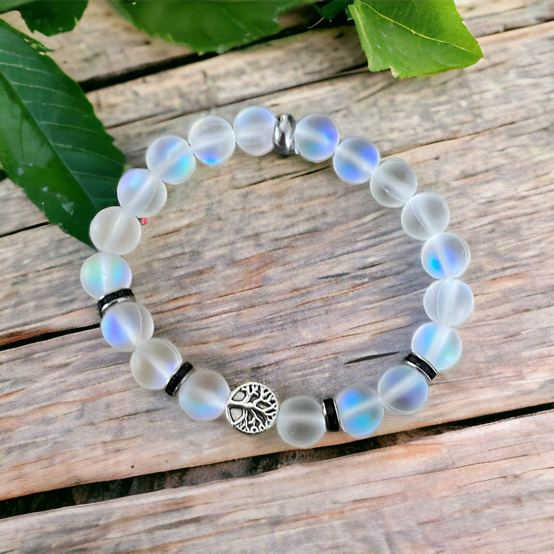 Edelstein Opalit Armband mit Baum des Lebens