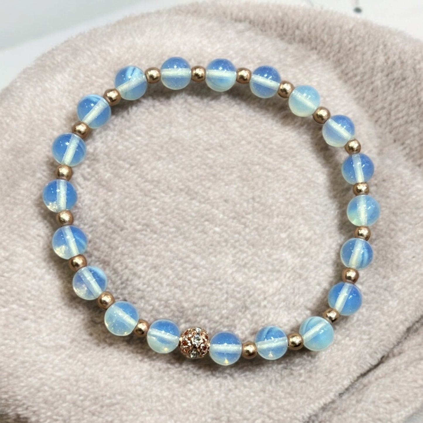 Edelstein Opal Armband mit Edelstahl Details roségold