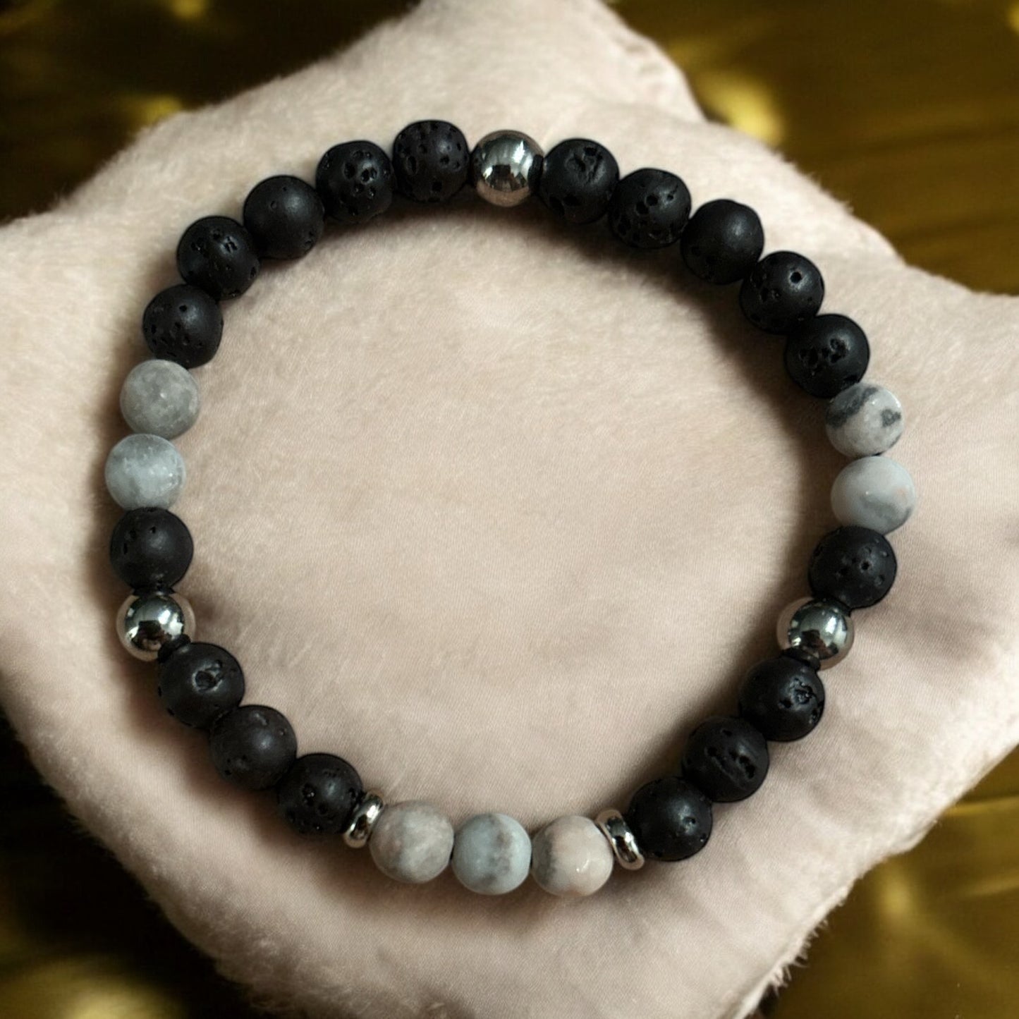 Edelstein Lavastein und Zebrajaspis Armband