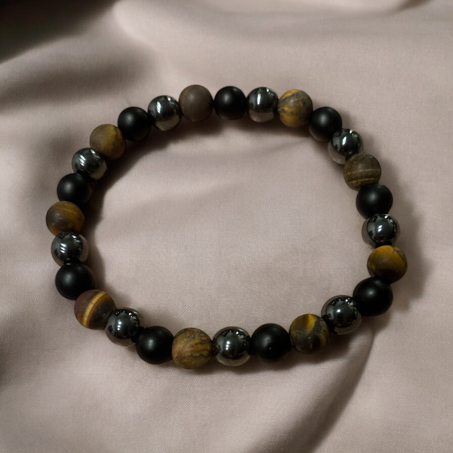 Edelstein Obsidian / Hämatit / Tigerauge for Men