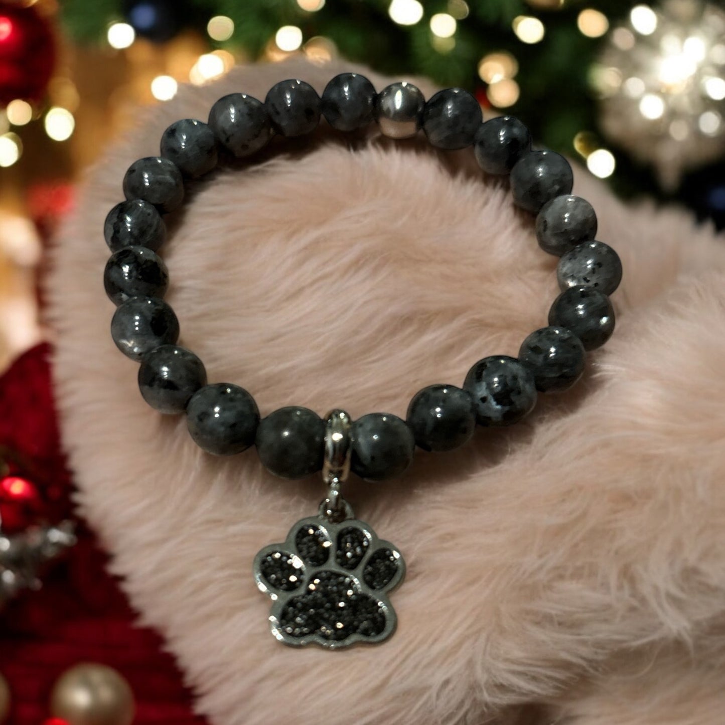 Edelstein Labradorit Armband mit Hundepfote