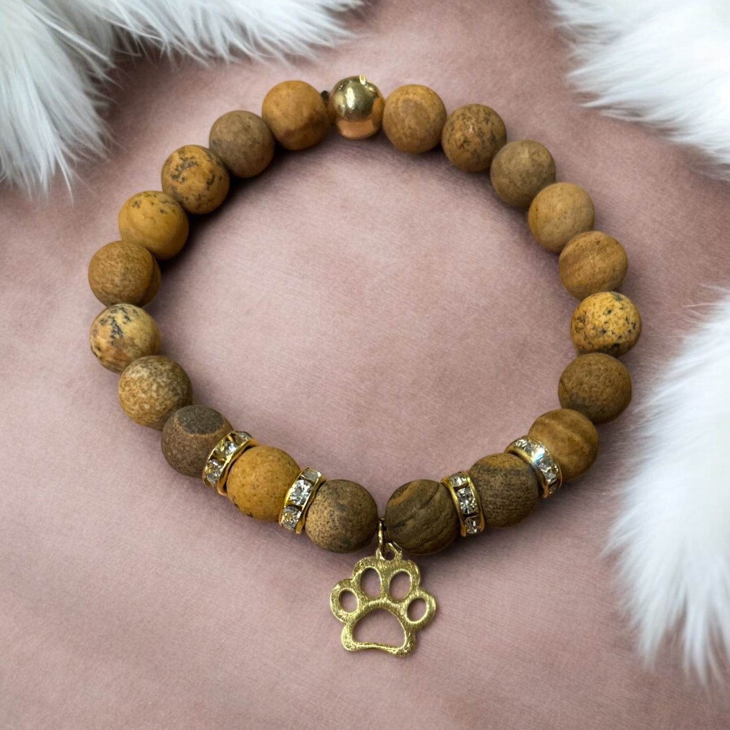 Edelstein Jaspis Armband mit Hundepfote