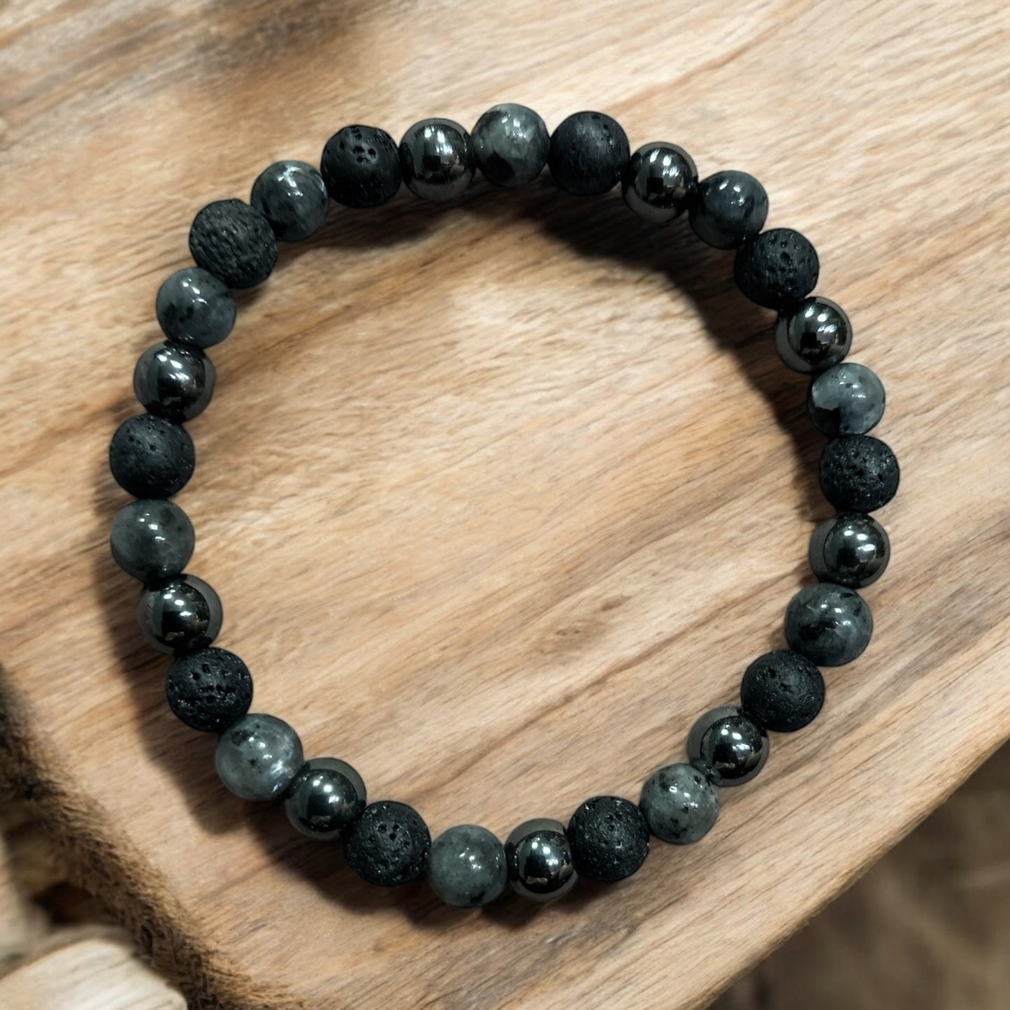 Edelstein Lavastein, Hämatit, Labradorit Armband for Men