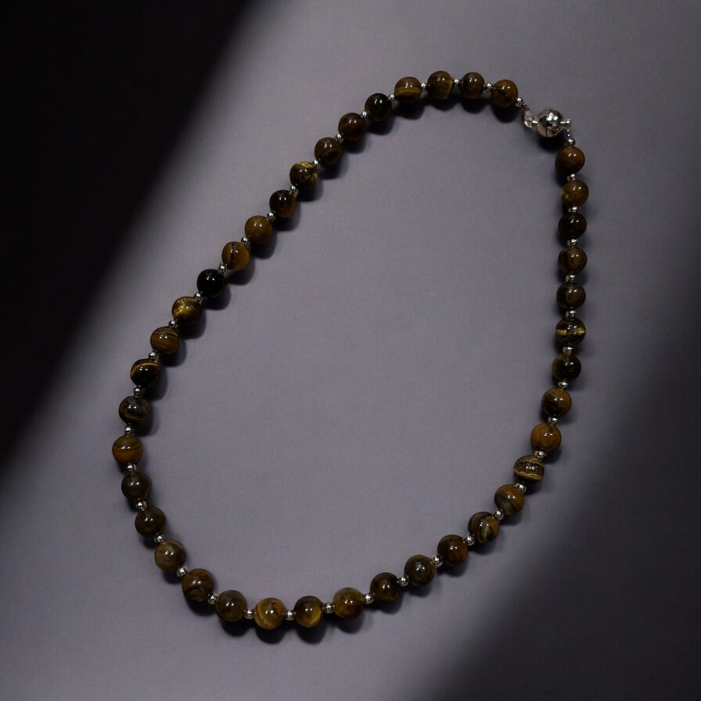 Edelstein Tigerauge Kette mit Magnetverschluss