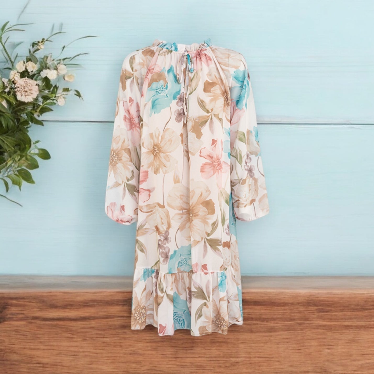 Midi Chiffon Kleid, A Linie, Blumen, in verschiedenen Farben