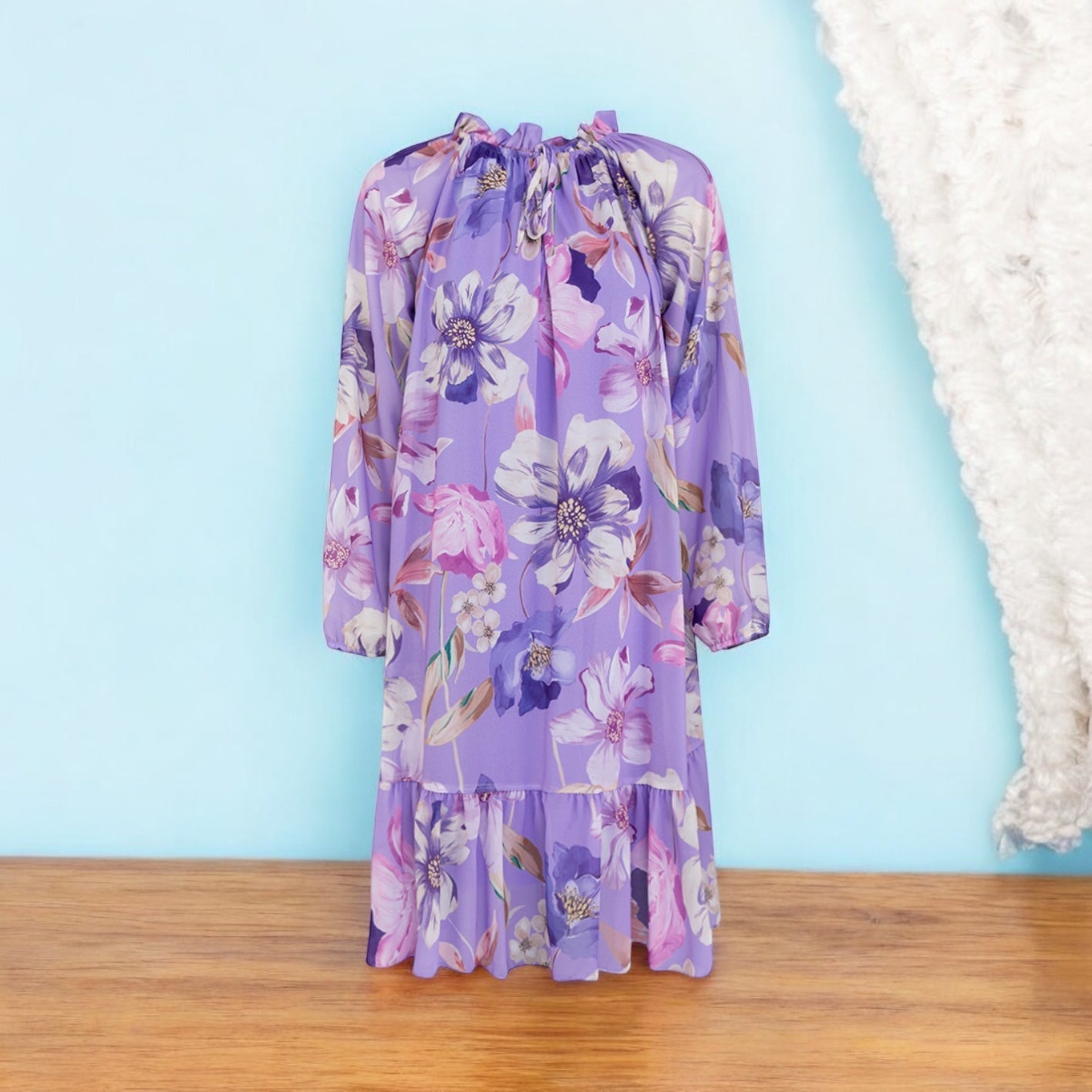 Midi Chiffon Kleid, A Linie, Blumen, in verschiedenen Farben