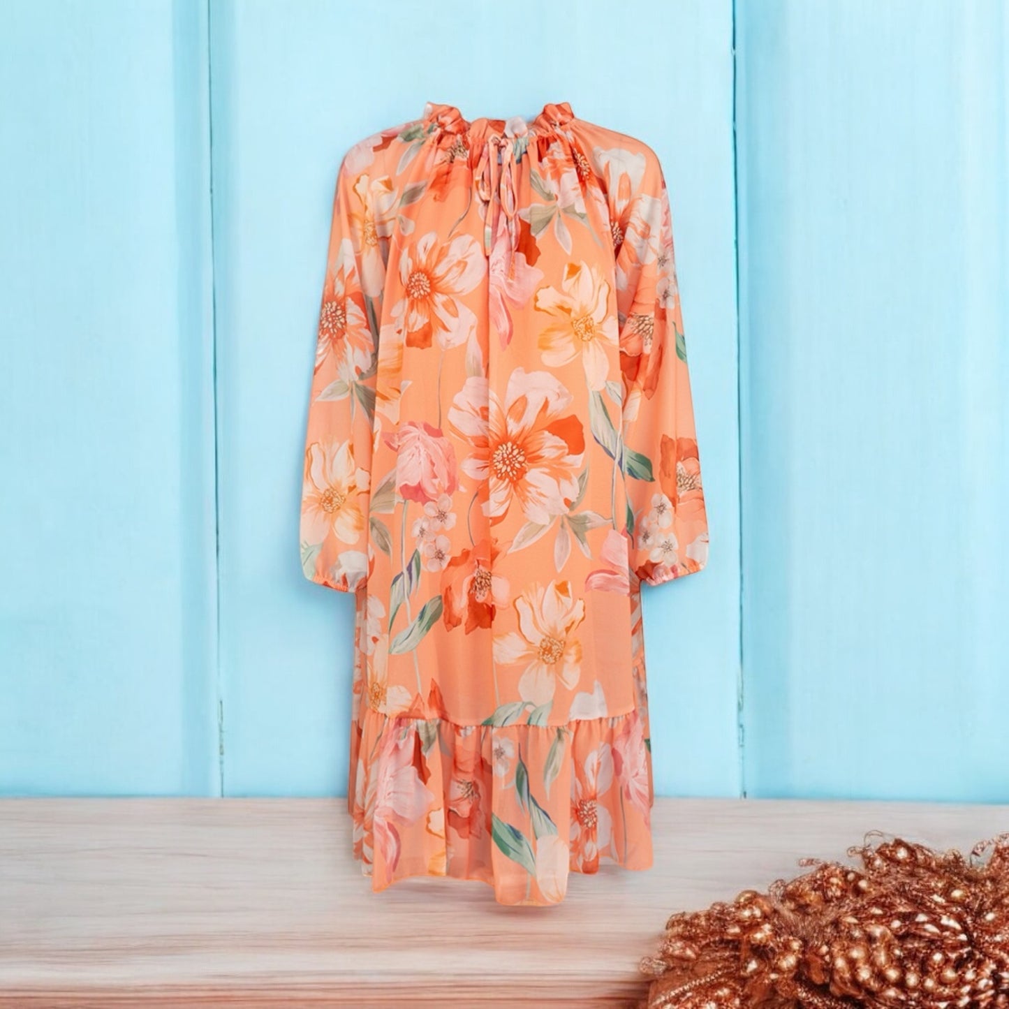 Midi Chiffon Kleid, A Linie, Blumen, in verschiedenen Farben