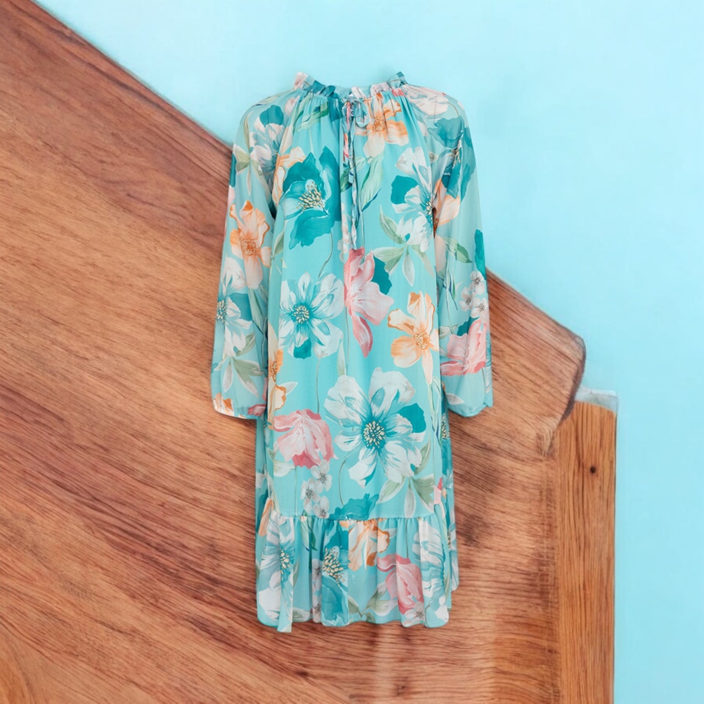 Midi Chiffon Kleid, A Linie, Blumen, in verschiedenen Farben
