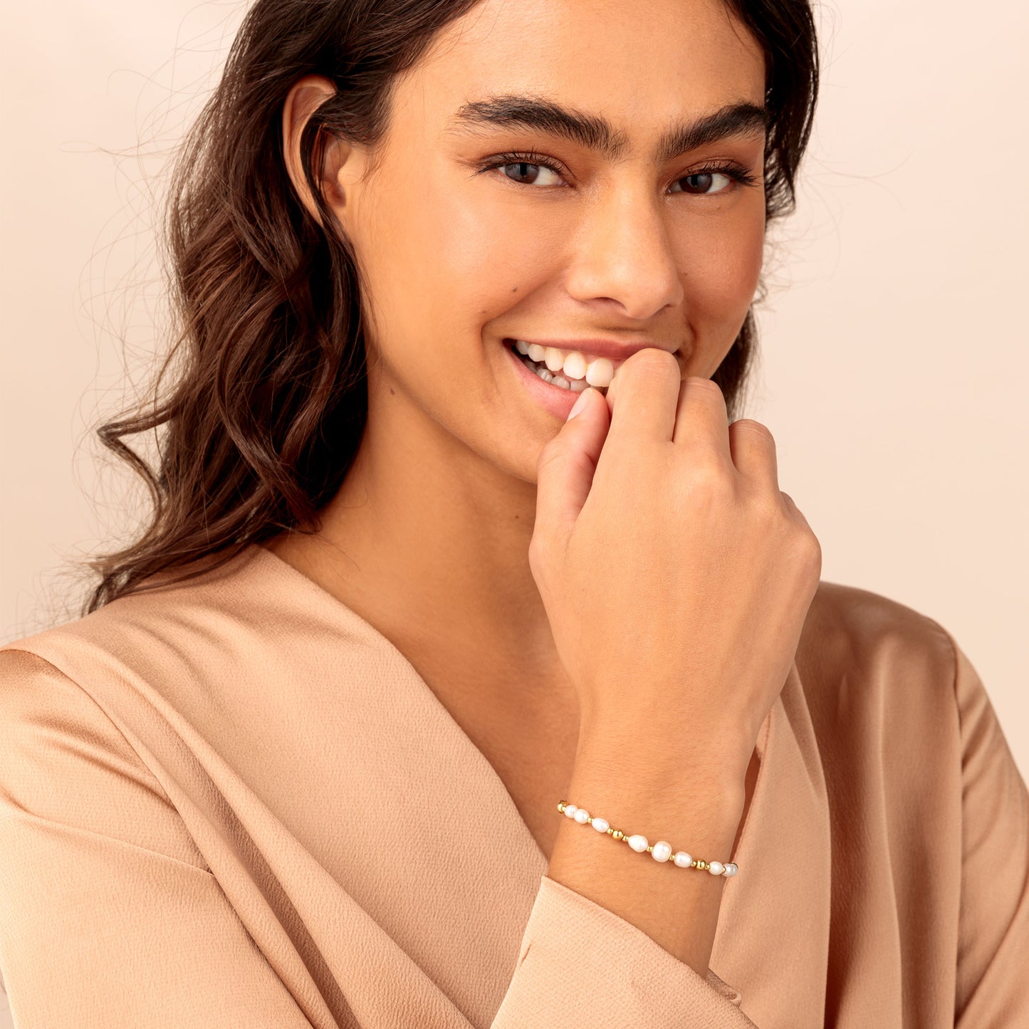 Energetix Armband goldfarben mit Süßwasser Perlen