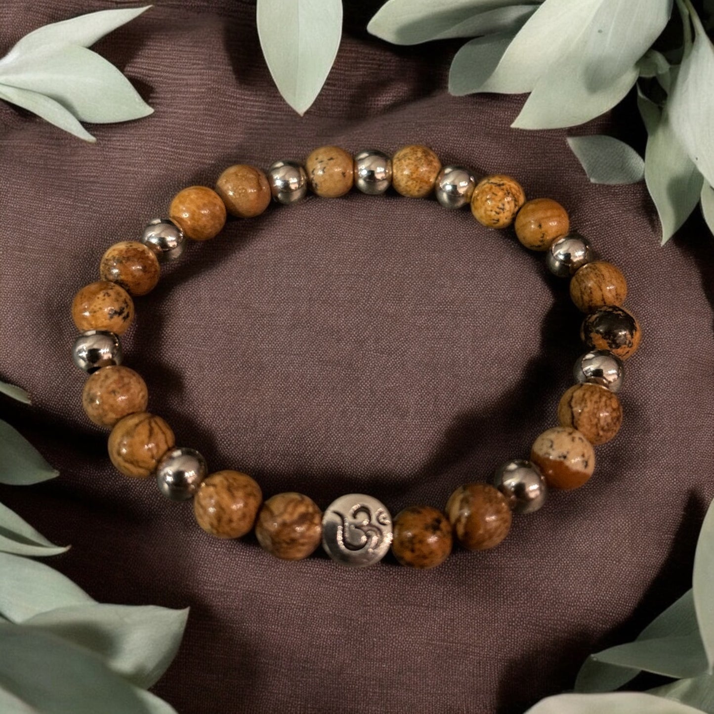 Edelstahl Landschaftsjaspis Armband OM