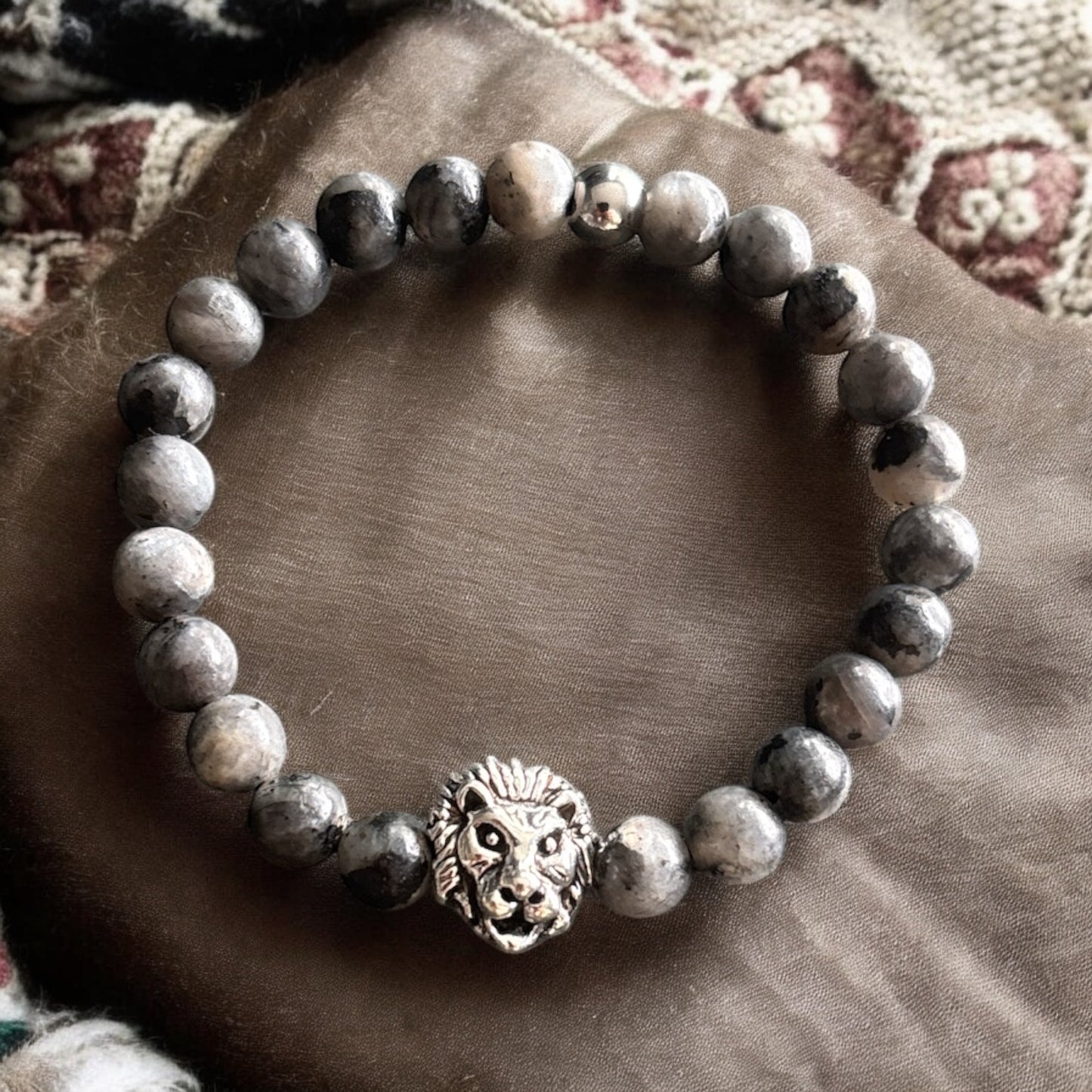 Edelstein Labradorit Armband mit Löwen Kopf