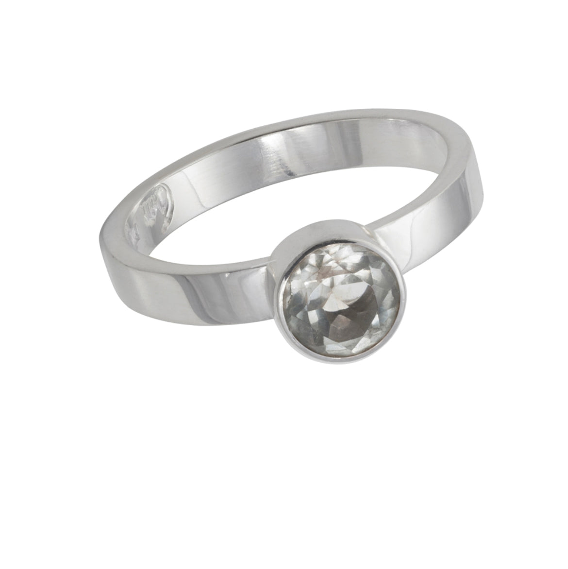 Ring Topas weiss, 925 silber 6 mm