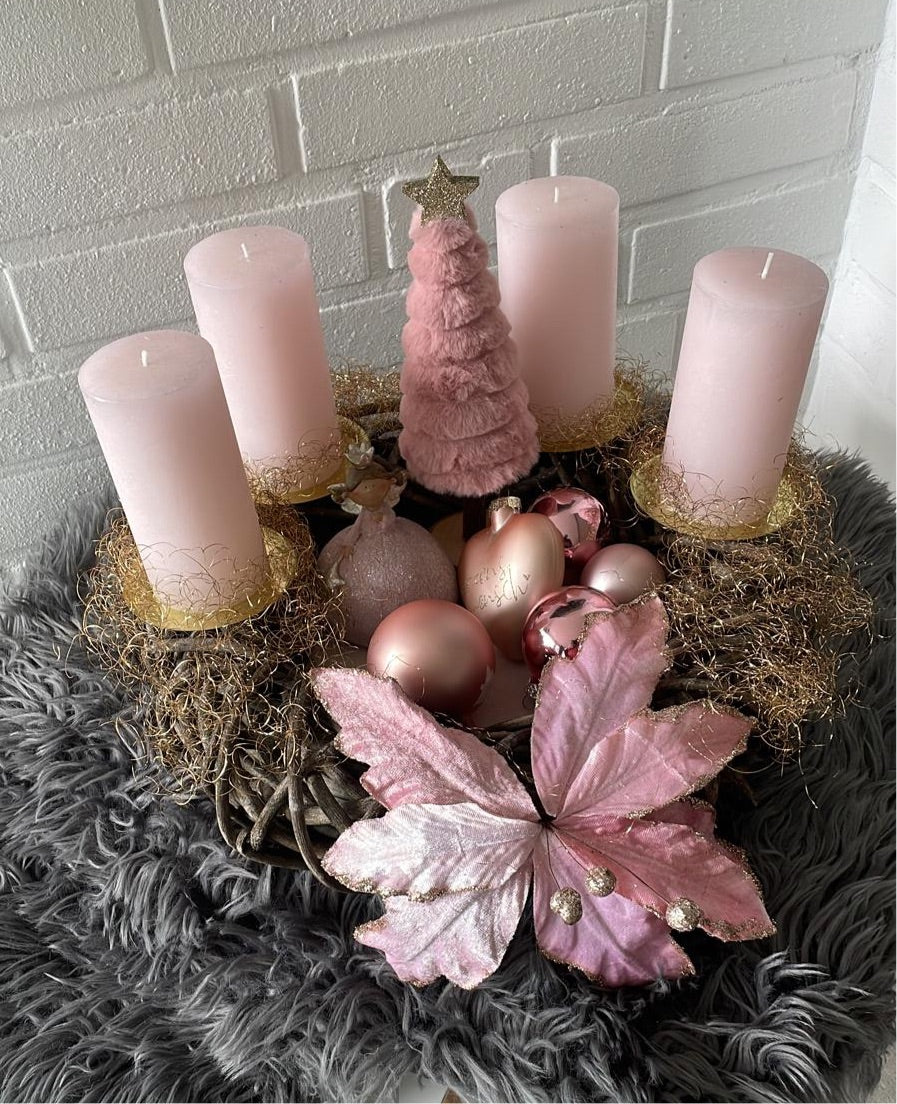 Weihnachten Deko Adventskranz rosa