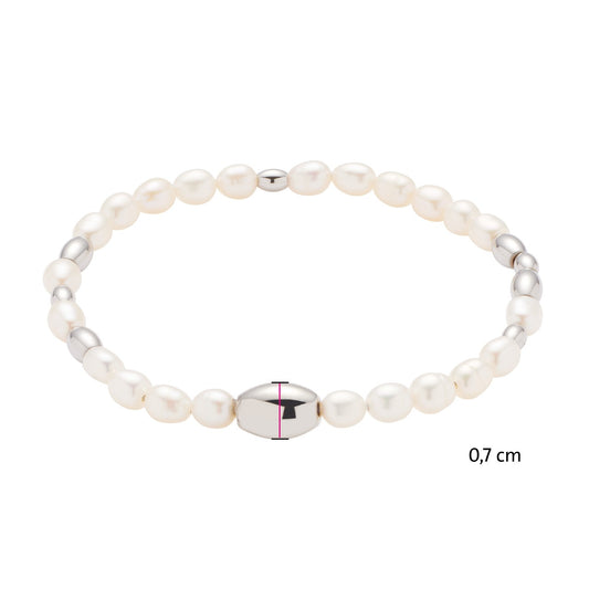 Armband silberfarben mit Süßwasser Perlen