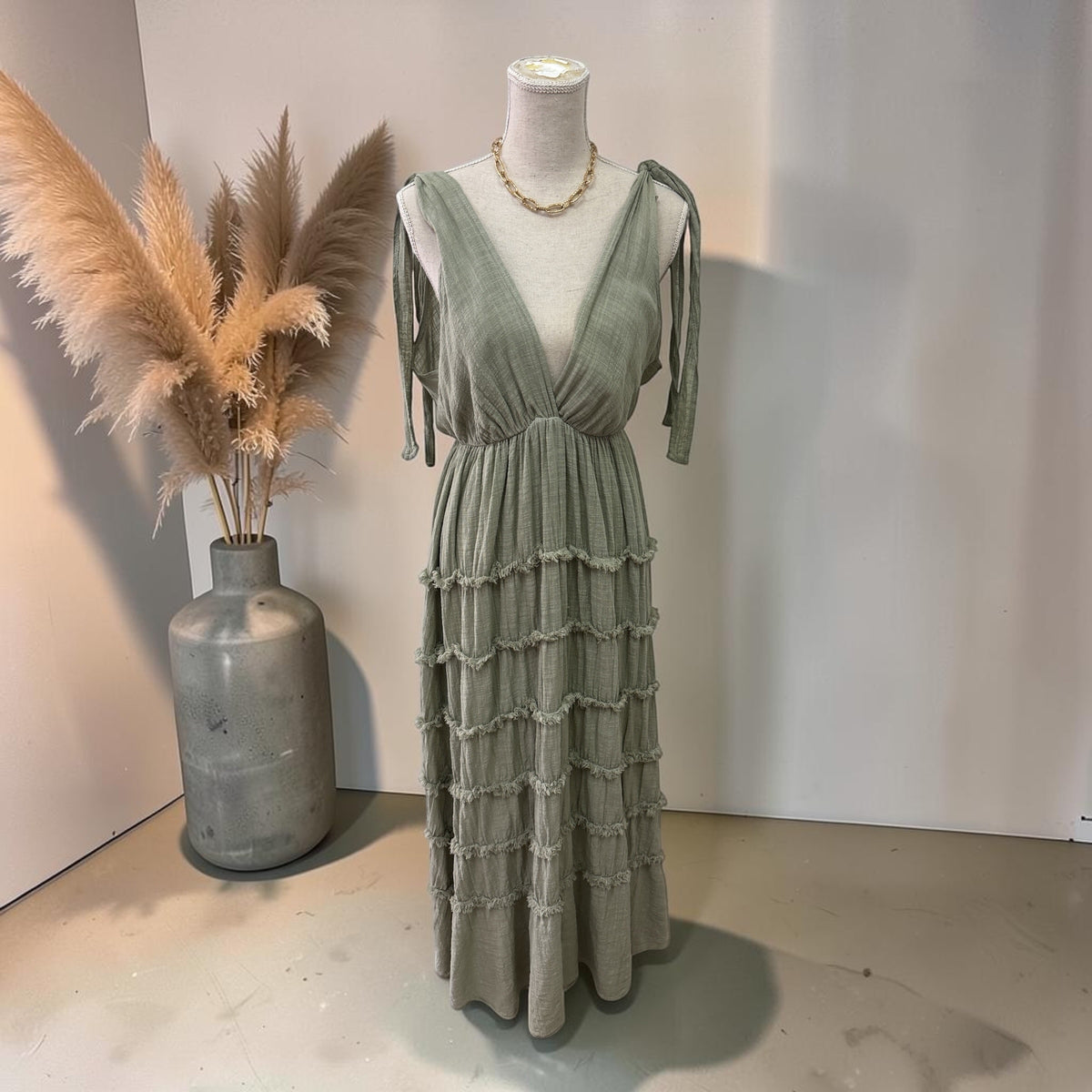 Baumwolle Kleid Mit Schleifen Träger