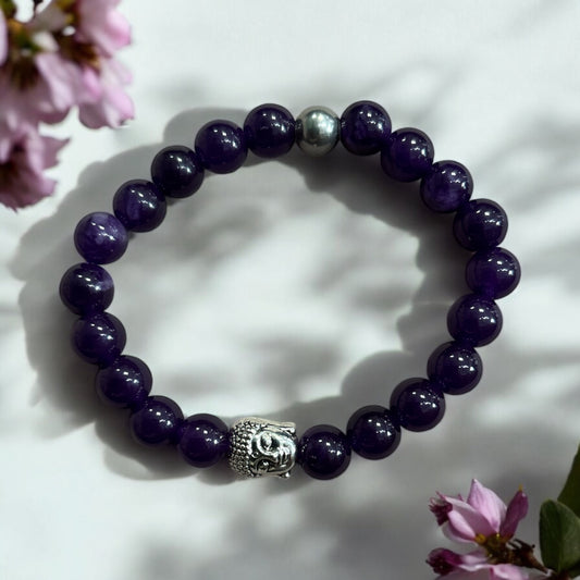 Edelstein Amethyst Armband mit Buddha