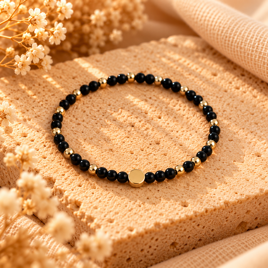 Armband Obsidian mit goldfarbenem Hämatit
