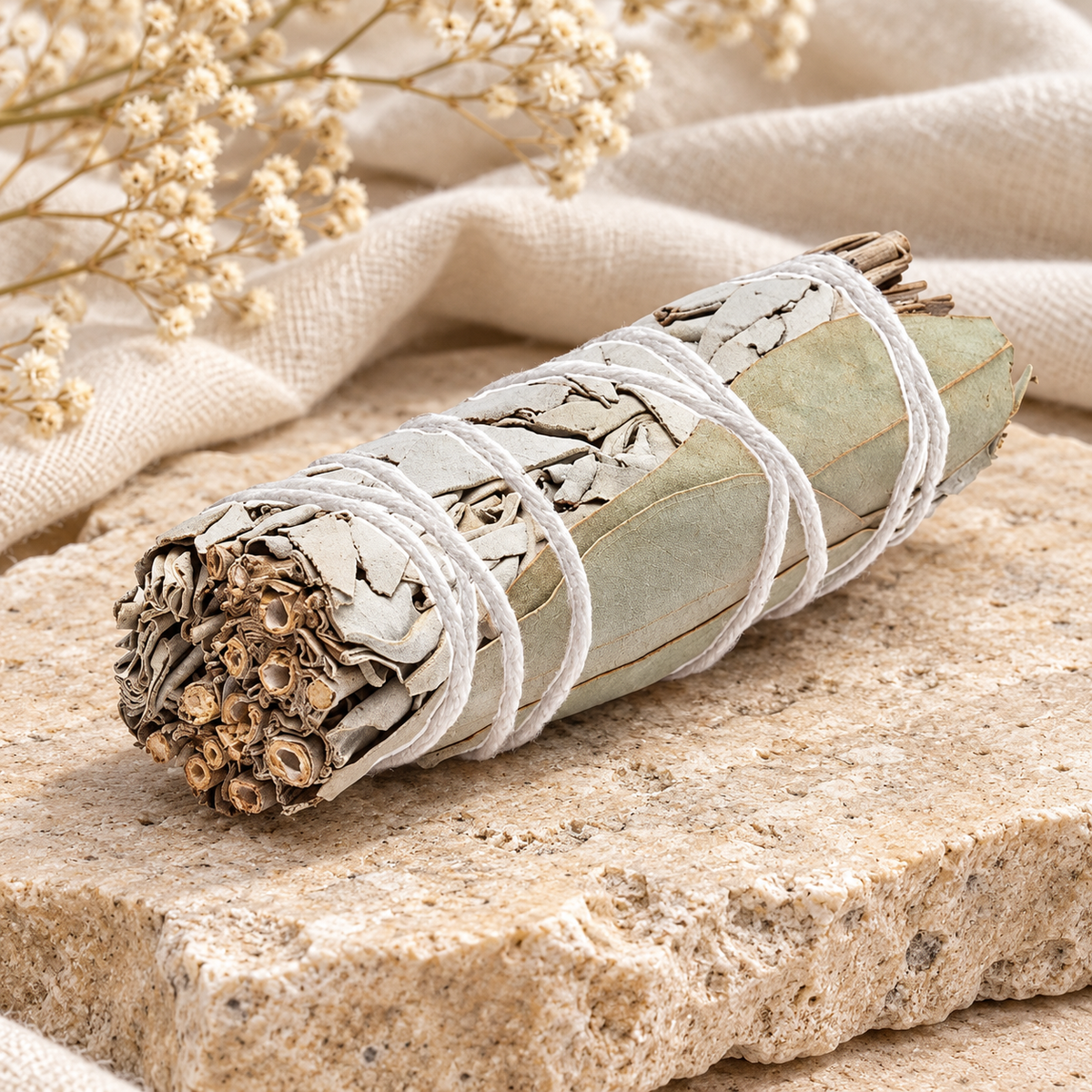 Weißer Salbei mit Eukalyptus – Natürliches Räucherbündel | 1 Stück