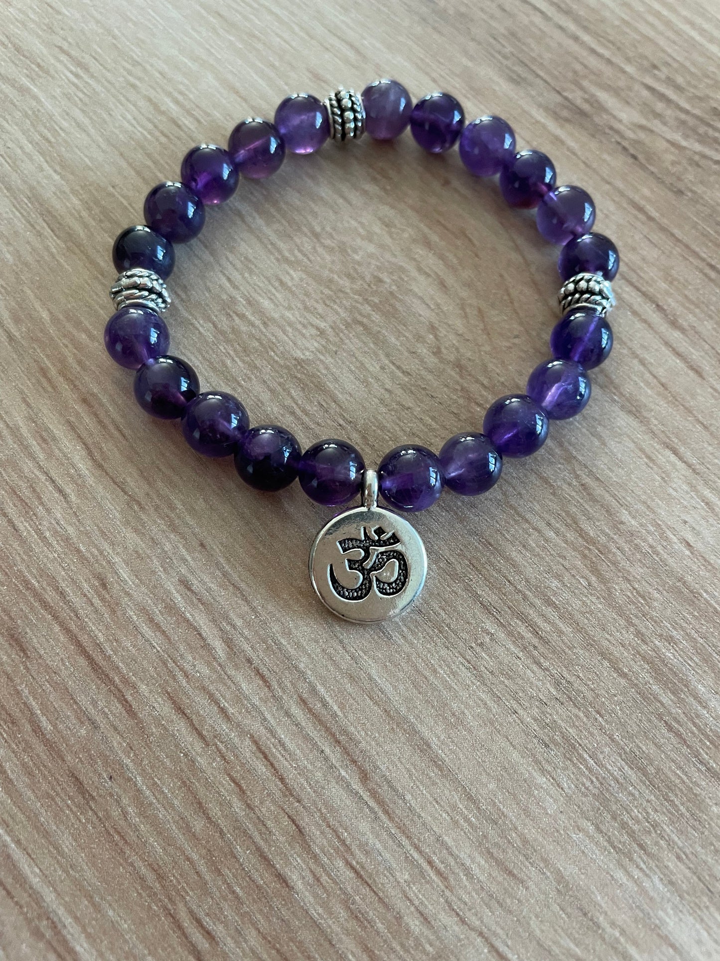 Edelstein Amethyst Armband Mala mit OM