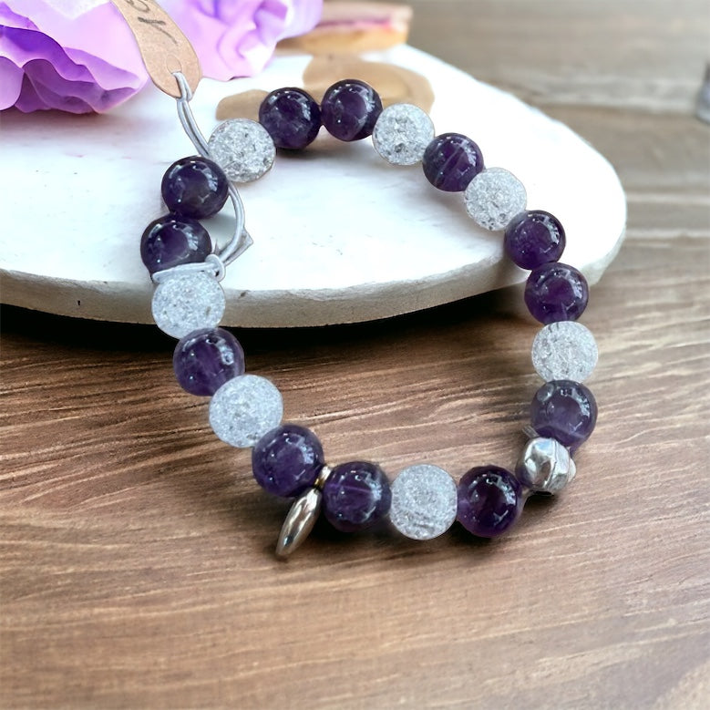 Edelstein Amethyst und Bergkristall Armband